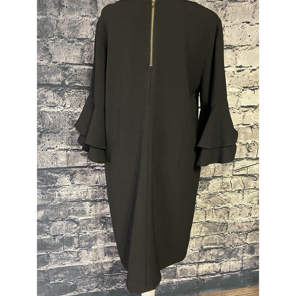 Soft Surroundings Dress Womens Medium Black Ruffle Bell Sleeve Shift Knee Length - Picture 3 of 12